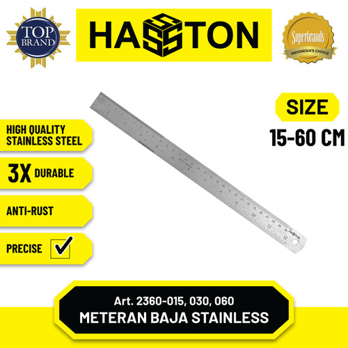 Hasston Meteran Baja Stainless 30cmx0.8mm / Penggaris Baja (2360-030)