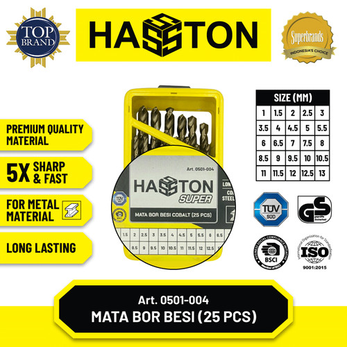 Hasston Mata Bor Besi Cobalt 25pcs 1-13mm / Drill Bit Cobalt (0501-004)