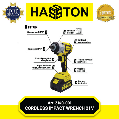 Hasston Mesin Pembuka Baut / Cordless Impact Wrench (3140-001)