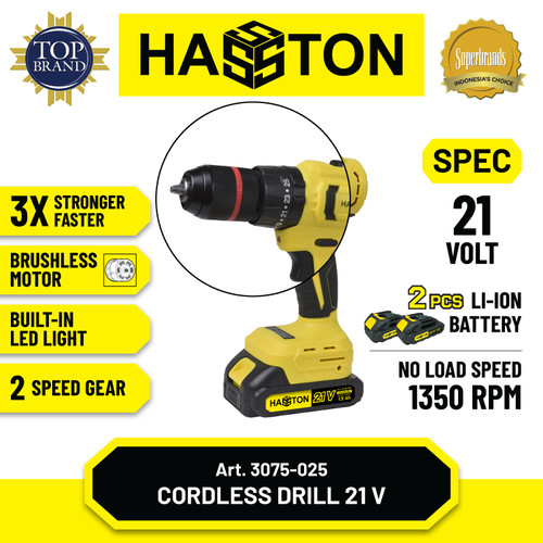 Hasston Mesin Bor Set Tanpa Kabel / Cordless Impact Drill (3075-025)