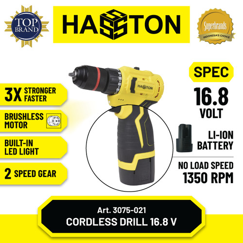 Hasston Mesin Bor Set Tanpa Kabel / Cordless Drill ( 3075-021)