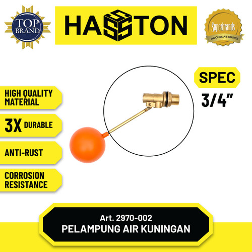 Hasston Pelampung Air Kuningan (2pcs) Mdl. Bola 3/4" (2970-002)