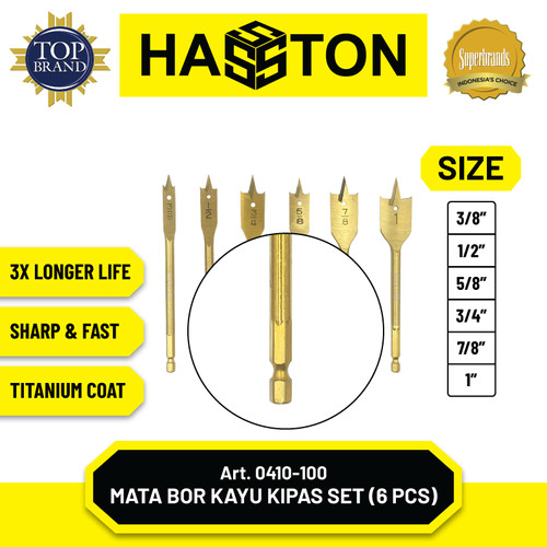 Hasston Mata Bor Kayu Kipas 6Pcs / Wood Drill Set (0410-100)
