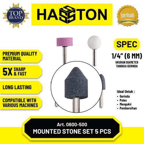 Hasston Batu Gerinda Gagang 5Pcs / Mounted Stone (0600-500)