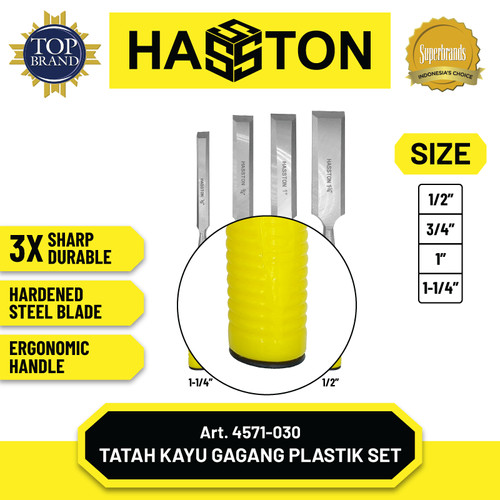 Hasston Tatah Kayu / Alat Pahat Kayu Set 4Pcs / Wood Chisel (4571-030)