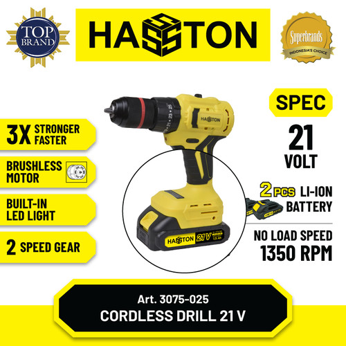 Hasston Mesin Bor Set Tanpa Kabel / Cordless Impact Drill (3075-025)