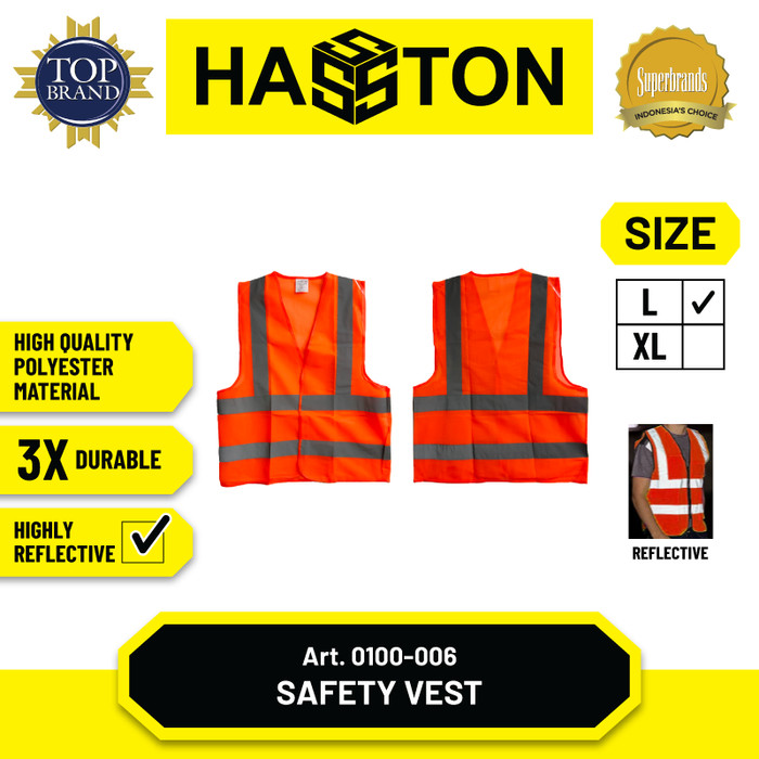 Hasston Safety Vest Size L / Rompi Keselamatan Orange (0100-006)