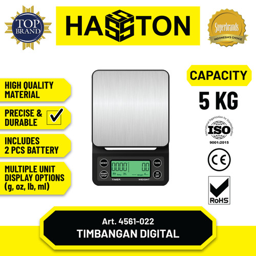 Hasston Timbangan Digital 5Kg / Timbangan Dapur Model Datar (4561-012)