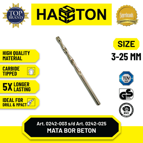 Hasston 6mm Mata Bor Beton Pendek Tembus Plat (0242-006)