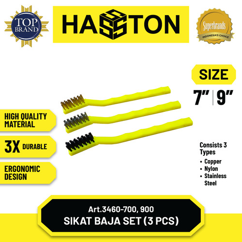 Hasston Sikat Kawat Mini 7" Set 3Pcs (3460-700)