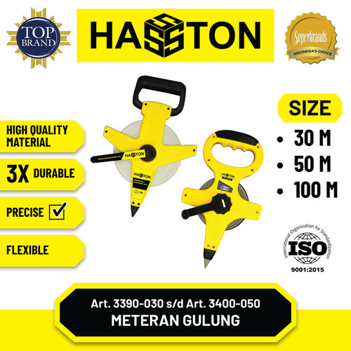Hasston Roll Meter Fiber Tancap Tanah 100m / Measuring Tape (3390-100)