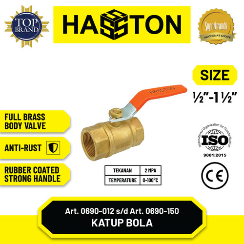 Hasston Ball Valve Kuningan/Katup Bola Kuningan / Stop Kran Air (0690)