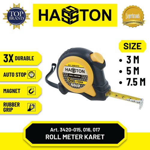 Hasston Roll Meter 5M Auto Stop + Magnet / Tape Measure (3420-016)