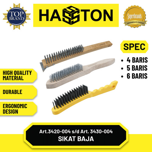 Hasston Sikat Baja Gg Plastik 4 Baris / Steel Wire Brush (3420-007)