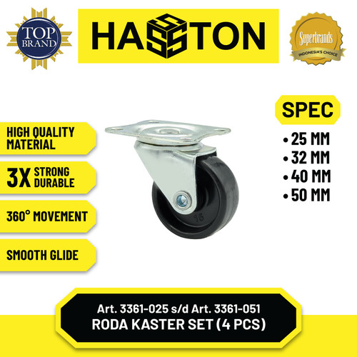 Hasston Roda Gepeng 25mm 1Set / Roda Kastor / Caster Wheel (3361-025)