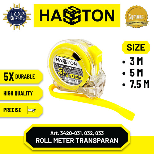 Hasston Rol Meter Transparan 5m x 19mm / Tape Measure (3420-032)