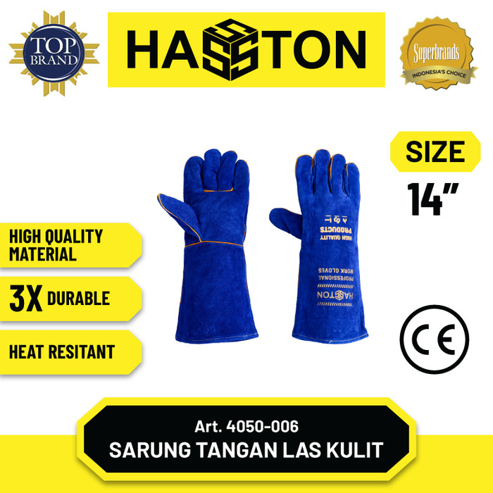 Hasston Sarung Tangan Kulit Biru 14” / Safety Gloves (4050-006)
