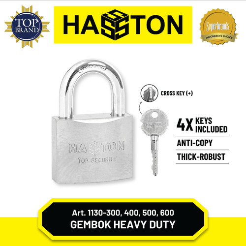 Hasston Gembok Satin 40mm Kunci (+) / Padlock Heavy Duty (1130-400)