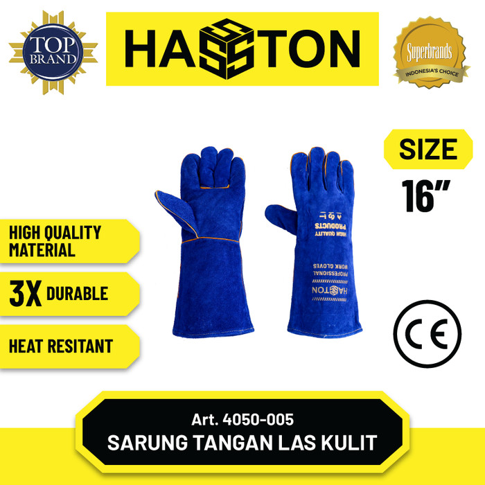 Hasston Sarung Tangan Kulit Biru 14” / Safety Gloves (4050-006)