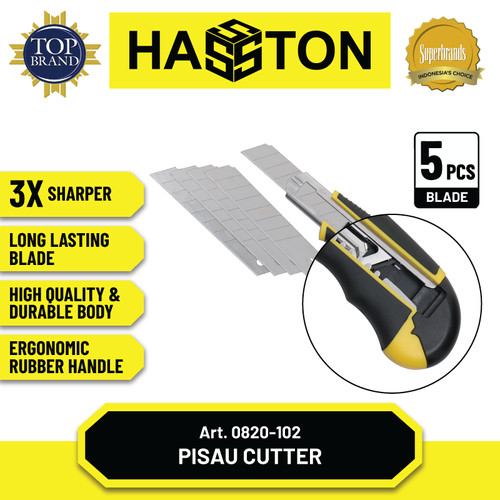 Hasston Pisau Cutter Handle Plastik 18mm+5 Pcs Blade (0820-102)