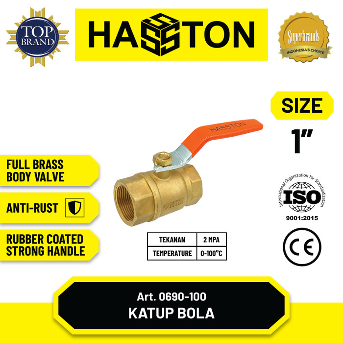 Hasston Ball Valve Kuningan/Katup Bola Kuningan / Stop Kran Air (0690)