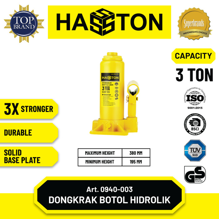 Hasston Dongkrak Botol 2Ton / Hydraulic Bottle Jack (0940-002)