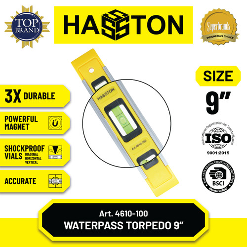 Hasston Waterpas Torpedo 9" Magnet Alumunium (4610-100)