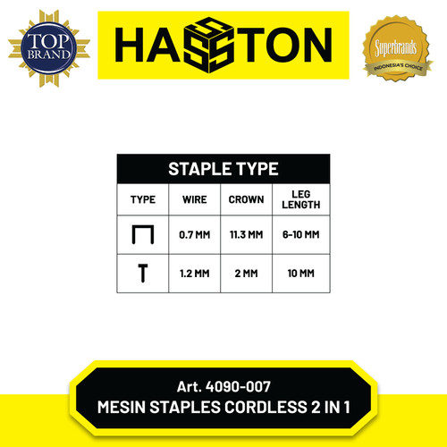 Hasston Mesin Staples Cordless 2 in 1 / Cordless Staples Gun(4090-007)