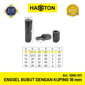 Hasston Engsel Bubut 16mm + Kuping / Engsel Pagar Besi (1050-011)