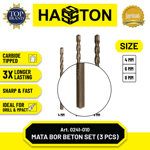 Hasston Mata Bor Beton 3 Pcs / Carbide Tipped Masonry Drill (0241-010)