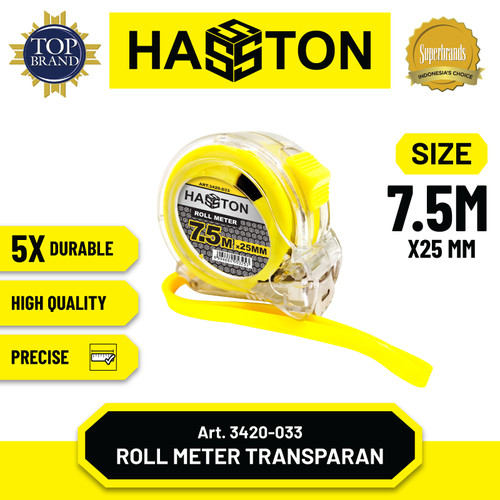 Hasston Rol Meter Transparan 7.5m x 25mm / Tape Measure (3420-033)