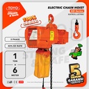 Electric Chain Hoist 1 Ton x 6 Meter KD Series TOYO