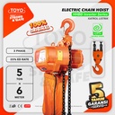 Electric Chain Hoist 5 Ton x 6 Meter HHBD Inverter TOYO