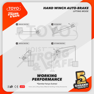 Hand Winch Auto Brake / Katrol Manual 2600 Lbs x 15 Meter TOYO