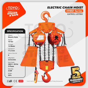 Electric Chain Hoist 10 Ton x 12 Meter HHBD Series TOYO