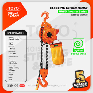 Electric Chain Hoist 5 Ton x 6 Meter HHBD Inverter TOYO