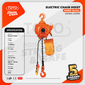 Electric Chain Hoist 1 Ton x 12 Meter HHBD Series TOYO