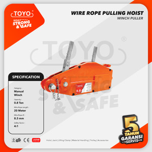 Wire Rope Pulling Hoist / Tirfor 0.8 Ton x 20 Meter TOYO
