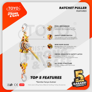 Ratchet Puller 2 Ton x 1.2 Meter Tracktang Kodokan Puller Grip TOYO