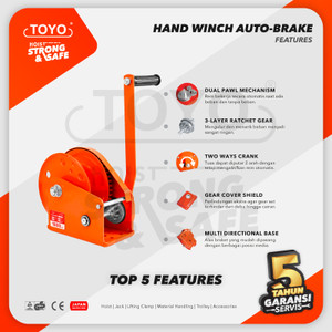 Hand Winch Auto Brake / Katrol Manual 1800 Lbs x 15 Meter TOYO