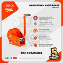 Hand Winch Auto Brake / Katrol Manual 1800 Lbs x 15 Meter TOYO