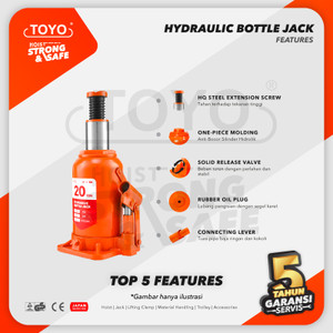 Hydraulic Bottle Jack / Dongkrak Botol 20 Ton TOYO