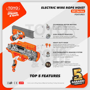 Electric Wire Rope Hoist 10 Ton x 12 Meter SH Series TOYO