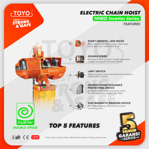 Electric Chain Hoist 0.5 Ton x 6 Meter HHBD Inverter TOYO