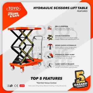Hydraulic Scissors Lift Table / Meja Hidrolik 500 Kg x 1.3 M TOYO