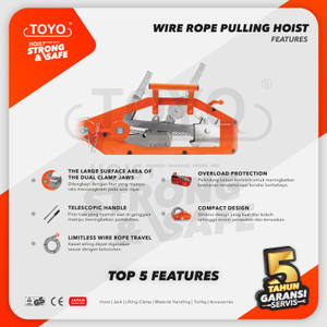 Wire Rope Pulling Hoist / Tirfor 5.4 Ton x 20 Meter TOYO