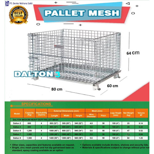 Keranjang besi lipat Pallet Mesh STOCKY 5 Ukuran 100 x80 x 84 cm harga termurah