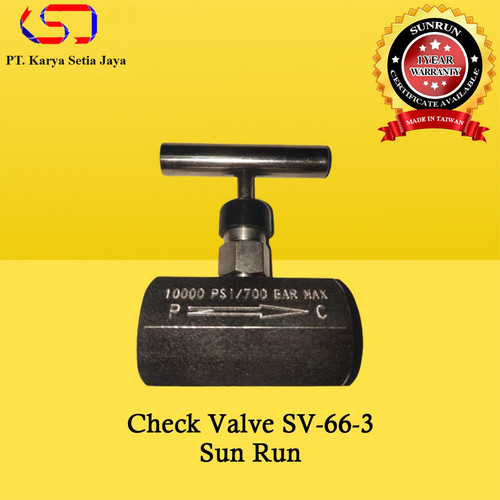 Manually Operated Check Valve SV-66-3 Sun Run