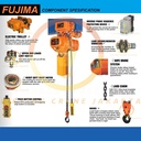 Elektrik Chain Hoist 5 Ton x 6 meter with motor trolley FUJIMA Japan
