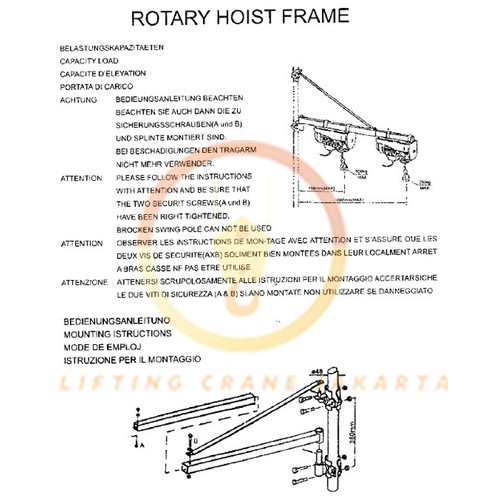 Dudukan stand rotary hoist SINGLE Rotary frame hoist RF-1000-750